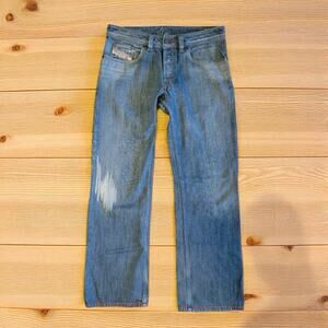 Mens Diesel Jeans 32x32 Straight Leg Button Fly Distressed Pants Made In Italy